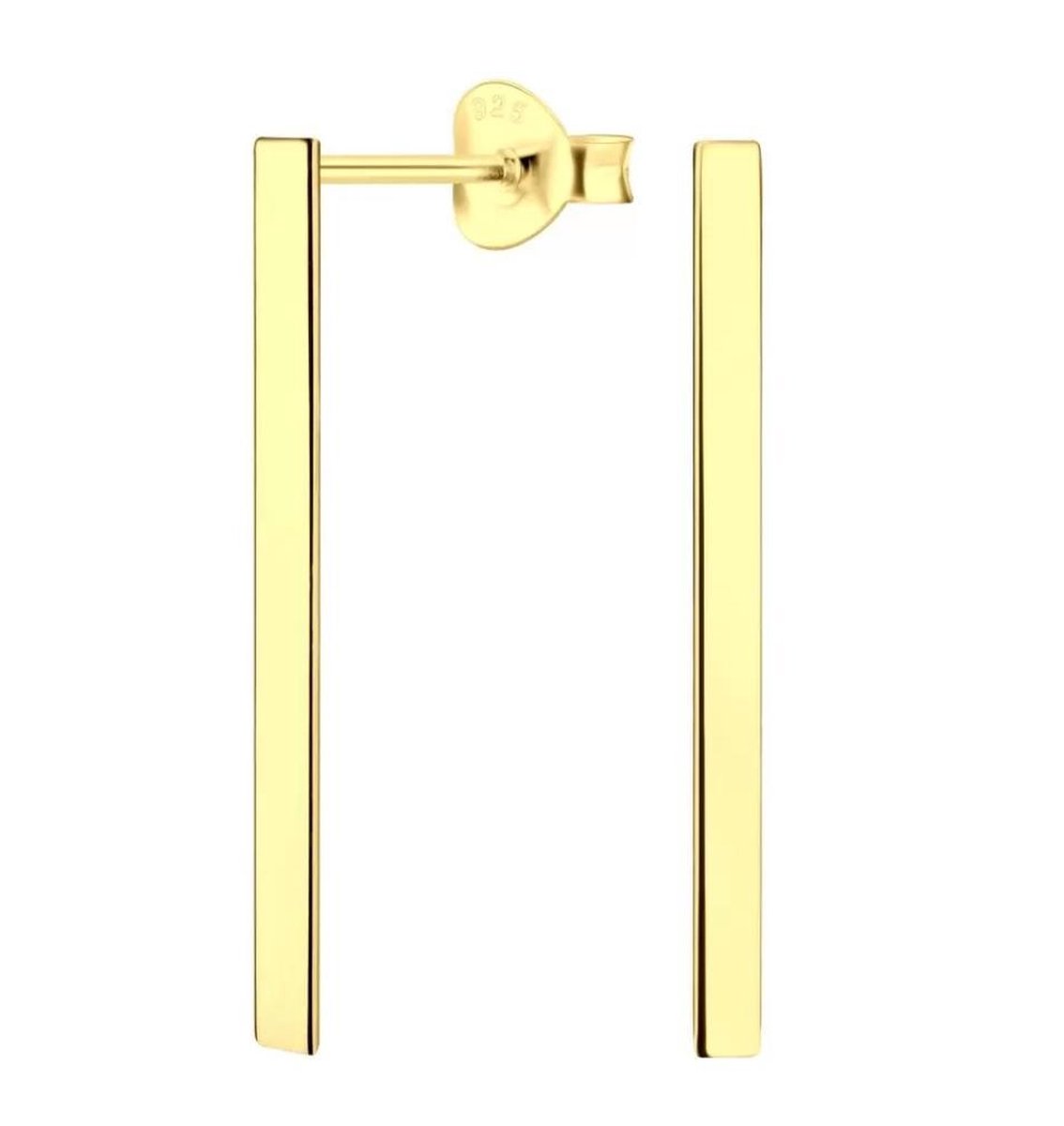 JYC | Joy|S - Zilveren Bar oorbellen - staaf - 2 x 25 mm - gold plated | Koop bij 14Karaats.nl JYC | Joy|S - Zilveren Bar oorbellen - staaf - 2 x 25 mm - gold plated | Nu te koop bij 14Karaats.nl | 10001087-Earrings/Body-piercing Jewellery