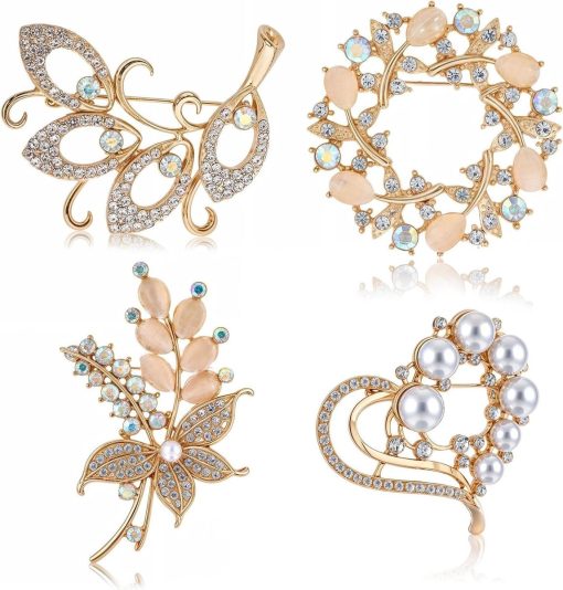 By Shayne | ByShane - Broches voor dames - bruiloft broche - goud - kristallen - sjaal accessoire | Nu te koop bij 14Karaats.nl | 10001085-Brooches
