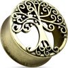 LMPiercings NL | Tree Of Life Antiek gold plated Tunnel - 22 mm ©LMPiercings | Nu te koop bij 14Karaats.nl | 10001087-Earrings/Body-piercing Jewellery