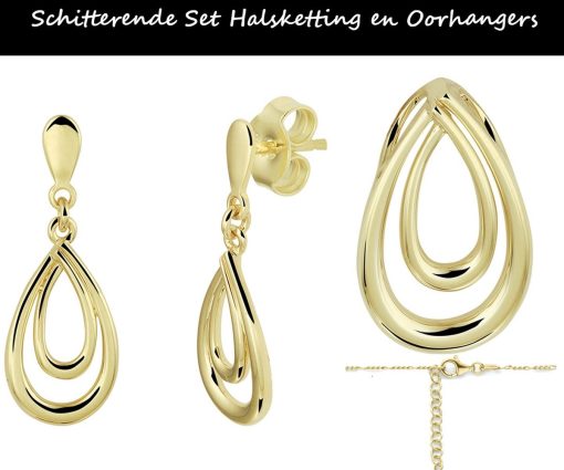 Jonline | Schitterende SET : 14K Gouden Halsketting en Oorbellen Druppel | Nu te koop bij 14Karaats.nl | 10001388-Jewellery Variety Packs