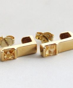 Christian | Geel gouden oorbellen met citrien | Nu te koop bij 14Karaats.nl | 10001087-Earrings/Body-piercing Jewellery