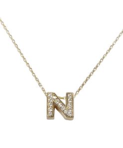 Christian | Gouden ketting met N zirkonia hanger | Nu te koop bij 14Karaats.nl | 10001091-Pendants