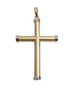 Christian | Bicolor matte gouden kruis | Nu te koop bij 14Karaats.nl | 10001091-Pendants
