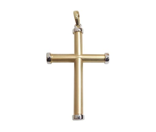 Christian | Bicolor matte gouden kruis | Nu te koop bij 14Karaats.nl | 10001091-Pendants