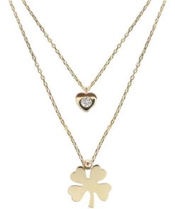 Christian | Gouden hart en klaver hanger | Nu te koop bij 14Karaats.nl | 10001091-Pendants