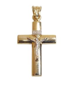 Christian | Geel en wit gouden kruis met korpus | Nu te koop bij 14Karaats.nl | 10001091-Pendants