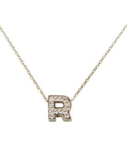 Christian | Gouden ketting met R zirkonia hanger | Nu te koop bij 14Karaats.nl | 10001091-Pendants