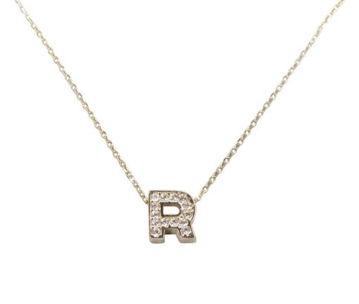 Christian | Gouden ketting met R zirkonia hanger | Nu te koop bij 14Karaats.nl | 10001091-Pendants