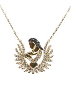 Christian | Gouden zirkonia baby en moeder hanger | Nu te koop bij 14Karaats.nl | 10001091-Pendants