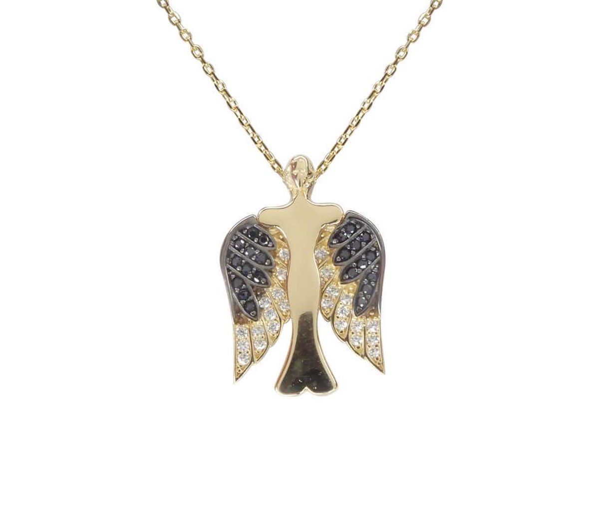 Christian | Gouden zirkonia engel hanger | Koop bij 14Karaats.nl Christian | Gouden zirkonia engel hanger | Nu te koop bij 14Karaats.nl | 10001091-Pendants