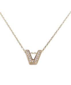 Christian | Gouden ketting met V zirkonia hanger | Nu te koop bij 14Karaats.nl | 10001091-Pendants