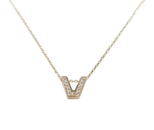 Christian | Gouden ketting met V zirkonia hanger | Nu te koop bij 14Karaats.nl | 10001091-Pendants