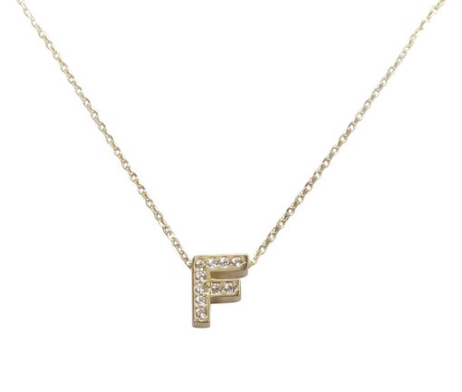 Christian | Gouden ketting met F zirkonia hanger | Nu te koop bij 14Karaats.nl | 10001091-Pendants