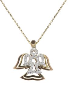 Christian | Tricolor gouden zirkonia engel hanger | Nu te koop bij 14Karaats.nl | 10001091-Pendants