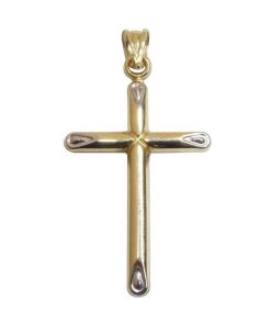 Christian | Bicolor gouden holle kruis | Nu te koop bij 14Karaats.nl | 10001091-Pendants