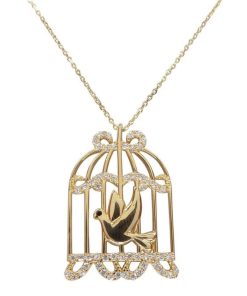 Christian | Gouden zirkonia vogelkooi hanger | Nu te koop bij 14Karaats.nl | 10001091-Pendants