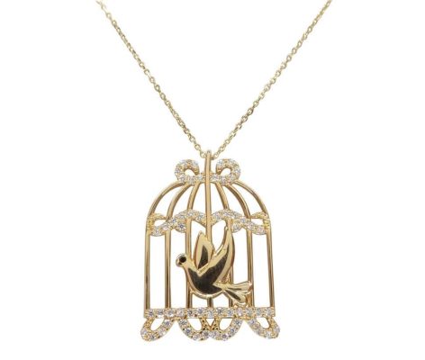 Christian | Gouden zirkonia vogelkooi hanger | Nu te koop bij 14Karaats.nl | 10001091-Pendants