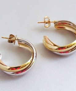 Christian | 14 karaat bicolor gouden Christian oorbellen | Nu te koop bij 14Karaats.nl | 10001087-Earrings/Body-piercing Jewellery