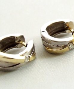 Christian | Bicolor gouden oorbellen met diamant | Nu te koop bij 14Karaats.nl | 10001087-Earrings/Body-piercing Jewellery