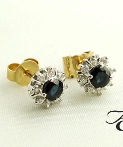 Christian | Bicolor gouden oorbellen met saffier en diamant | Nu te koop bij 14Karaats.nl | 10001087-Earrings/Body-piercing Jewellery