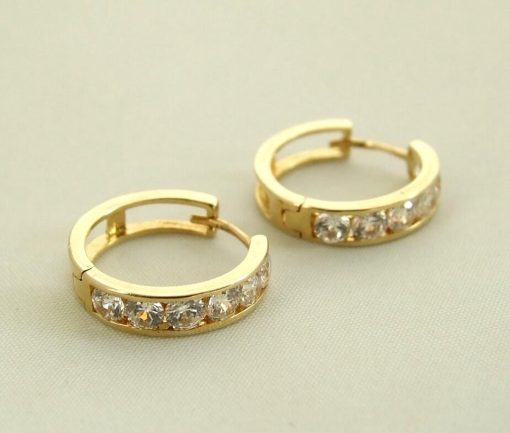 Christian | Geel gouden Christian oorbellen met zirkonia | Nu te koop bij 14Karaats.nl | 10001087-Earrings/Body-piercing Jewellery