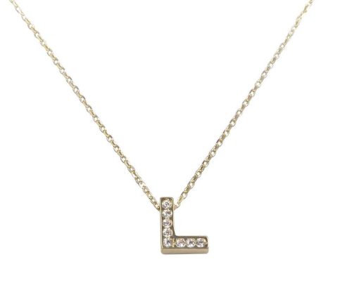 Christian | Gouden ketting met L zirkonia hanger | Nu te koop bij 14Karaats.nl | 10001091-Pendants