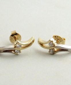 Christian | Christian bicolor gouden oorbellen met diamant | Nu te koop bij 14Karaats.nl | 10001087-Earrings/Body-piercing Jewellery