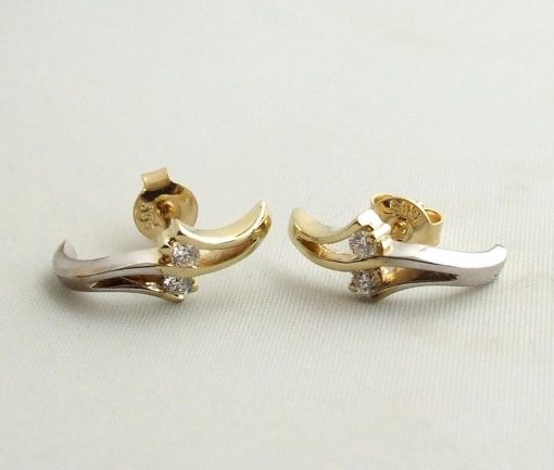 Christian | Christian bicolor gouden oorbellen met diamant | Nu te koop bij 14Karaats.nl | 10001087-Earrings/Body-piercing Jewellery