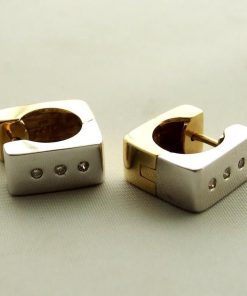 Christian | Bicolor oorringen met diamant | Nu te koop bij 14Karaats.nl | 10001087-Earrings/Body-piercing Jewellery