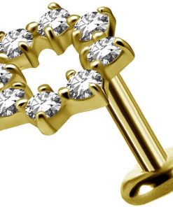 Piercings works | 18 Karaat Gouden Oor Piercing  -  Swarovski Zirkonia | Nu te koop bij 14Karaats.nl | 10001087-Earrings/Body-piercing Jewellery