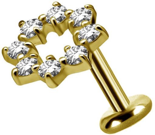 Piercings works | 18 Karaat Gouden Oor Piercing  -  Swarovski Zirkonia | Nu te koop bij 14Karaats.nl | 10001087-Earrings/Body-piercing Jewellery