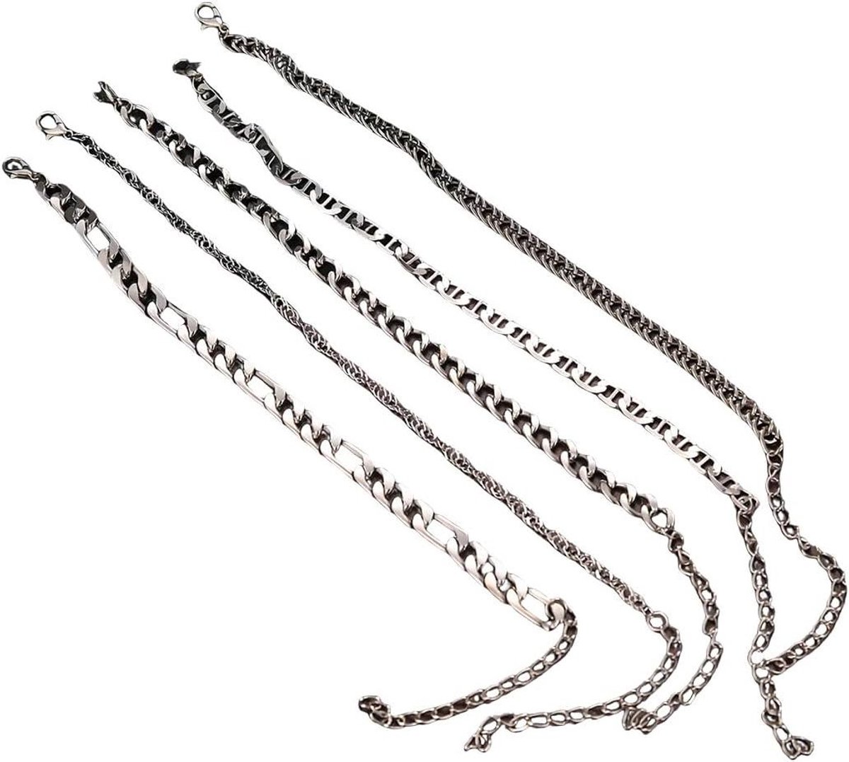 Merkloos / Sans marque | Allecto plus - Set van 5 verstelbare enkelkettinkjes met zilveren kettingen - Waterdicht - Vrouwelijke strandstijl - Meerlaags ontwerp | Koop bij 14Karaats.nl Merkloos / Sans marque | Allecto plus - Set van 5 verstelbare enkelkettinkjes met zilveren kettingen - Waterdicht - Vrouwelijke strandstijl - Meerlaags ontwerp | Nu te koop bij 14Karaats.nl | 10001083-Anklets