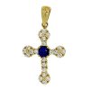 Star juwelier | Gouden Kruis Hanger 41 mm 23 mm Blauw Zirkonia 14 karaats | Nu te koop bij 14Karaats.nl | 10001091-Pendants