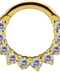 Piercings works | 18 Karaat Goud Septum Daith Ring - Swarovski Zirconia | Nu te koop bij 14Karaats.nl | 10001087-Earrings/Body-piercing Jewellery