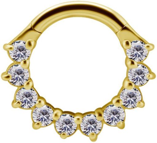 Piercings works | 18 Karaat Goud Septum Daith Ring - Swarovski Zirconia | Nu te koop bij 14Karaats.nl | 10001087-Earrings/Body-piercing Jewellery