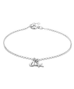 The Jewelry Collection | Zilver Gerhodineerde Enkelbandje schelp en zeester 2 1333921 | Nu te koop bij 14Karaats.nl | 10001083-Anklets
