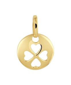 Its-Beautiful | Hanger Rond Met Klavertje 14K Geelgoud | Nu te koop bij 14Karaats.nl | 10001091-Pendants