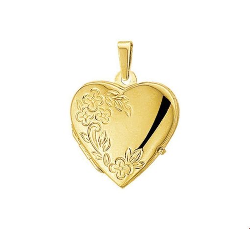 Kasius | 14K geelgoud medaillon hart gravure poli/mat 4015854 | Nu te koop bij 14Karaats.nl | 10001091-Pendants