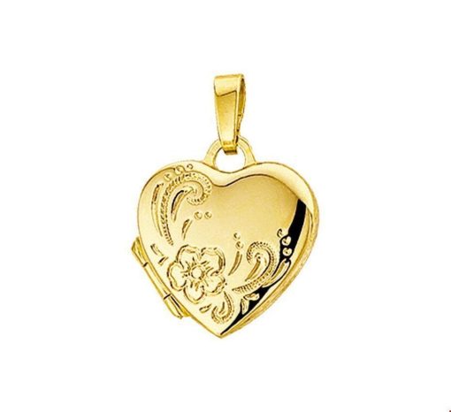The Jewelry Collection | medaillon hart gravure 14K geelgoud 4005922 | Nu te koop bij 14Karaats.nl | 10001091-Pendants