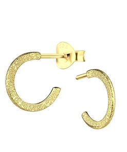 JYC | Joy|S- Zilveren oorringen stud - 10 mm - diamond dust t47 - gold plated | Nu te koop bij 14Karaats.nl | 10001087-Earrings/Body-piercing Jewellery