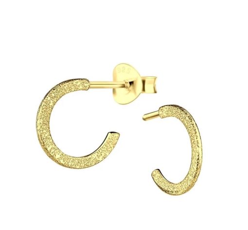 JYC | Joy|S- Zilveren oorringen stud - 10 mm - diamond dust t47 - gold plated | Nu te koop bij 14Karaats.nl | 10001087-Earrings/Body-piercing Jewellery