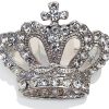 Merkloos / Sans marque | Gouden broche met kroon en kristal - elegante accessoire voor speciale gelegenheden | Nu te koop bij 14Karaats.nl | 10001085-Brooches