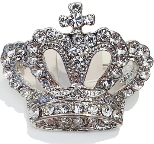 Merkloos / Sans marque | Gouden broche met kroon en kristal - elegante accessoire voor speciale gelegenheden | Nu te koop bij 14Karaats.nl | 10001085-Brooches