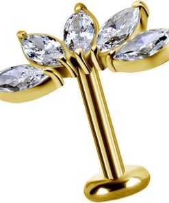Piercings works | 18 Karaat Gouden Oor Piercing  -  Swarovski Zirkonia | Nu te koop bij 14Karaats.nl | 10001087-Earrings/Body-piercing Jewellery