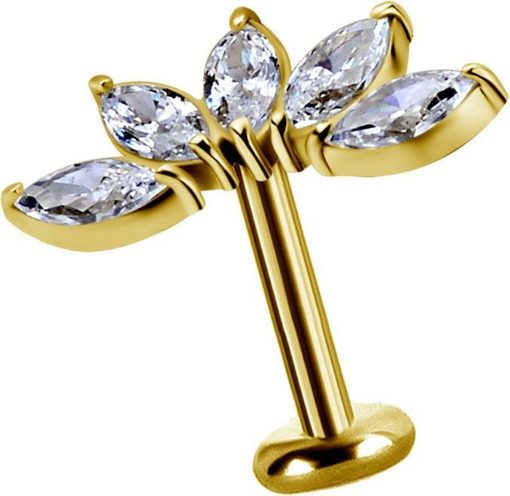 Piercings works | 18 Karaat Gouden Oor Piercing  -  Swarovski Zirkonia | Nu te koop bij 14Karaats.nl | 10001087-Earrings/Body-piercing Jewellery
