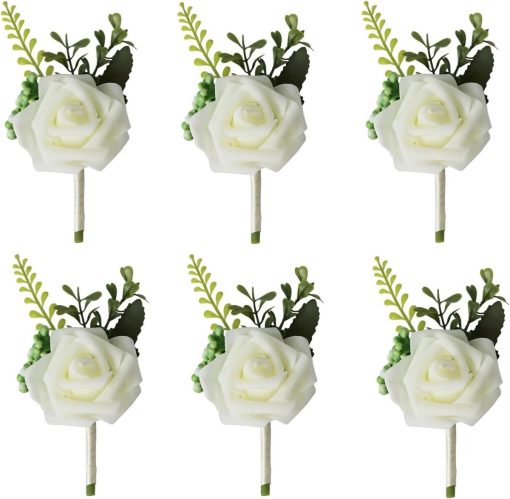 JGS | JGS Premium - Bruiloft bloemen stekers set voor mannen en vrouwen - corsage broche - pak decoratie - 6 stuks | Nu te koop bij 14Karaats.nl | 10001085-Brooches
