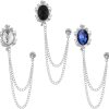 Merkloos / Sans marque | Drie Delige Colbert Speld Set - Metalen Kraagketting met Kwastjes - Uniseks Mode Sieraad voor Overhemd en Pak - Witte Kristallen Speld voor Mannen en Vrouwen - Metaal Legering | Nu te koop bij 14Karaats.nl | 10001085-Brooches