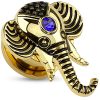 LMPiercings NL | Jewelled Saffierblauw Olifant Screw Fit plug gold plated - 3 mm ©LMPiercings | Nu te koop bij 14Karaats.nl | 10001087-Earrings/Body-piercing Jewellery