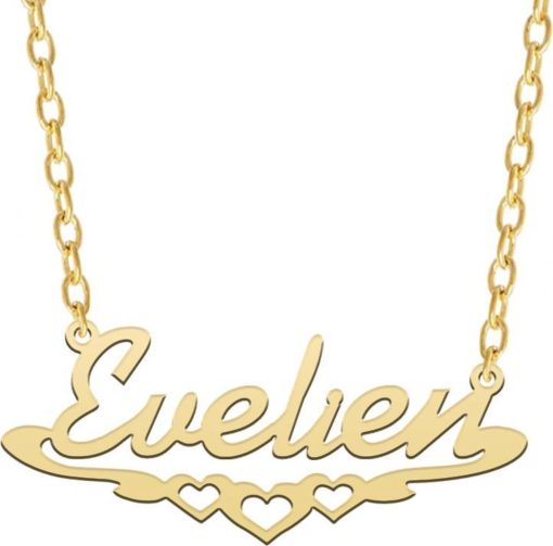Taboo Sieraden | Gouden ketting met naam en hartjes | Nu te koop bij 14Karaats.nl | 10001091-Pendants