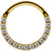 Piercings works | 18 Karaat Goud Septum Daith Ring - Swarovski Zirconia | Nu te koop bij 14Karaats.nl | 10001087-Earrings/Body-piercing Jewellery